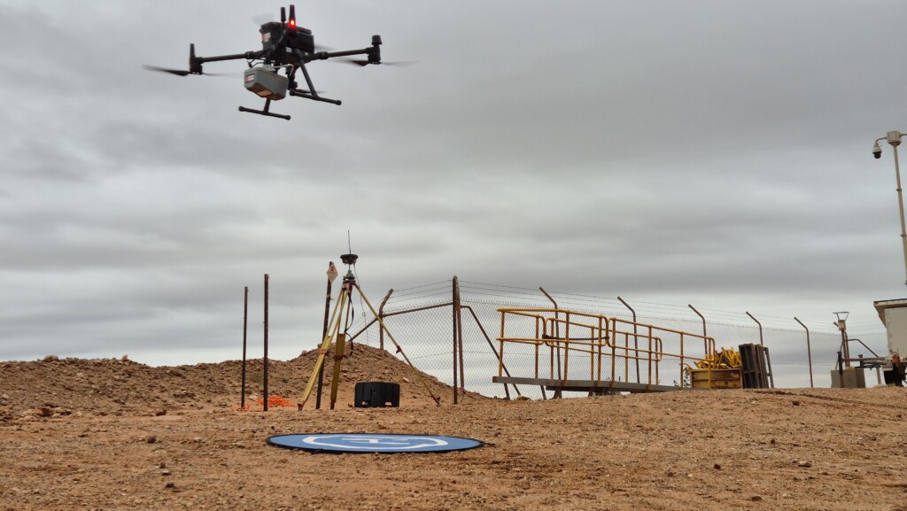 Surveying drone landing after aerial mapping